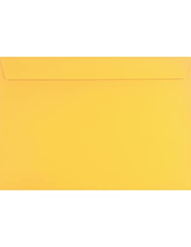 Netuno 10 Papierbriefumschläge groß ohne Fenster Gelb DIN C4 229 x 324 mm 120g Design große Umschläge Papier elegant bunte Briefhüllen farbige Briefkuverts C4 bunt Briefumschläge Großbrief hochwertig von Netuno