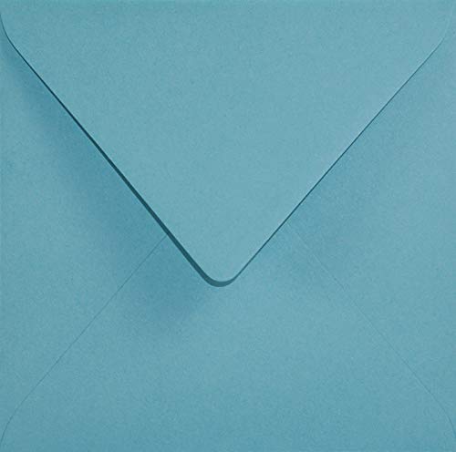 Netuno 100 Blau quadratische Umschläge Blau 153x 153 mm 110g Woodstock Azzurro blaue Briefumschläge quadratisch schöne Briefkuverts festlich Ökopapier farbige Umschläge Ostern Weihnachten Hochzeit von Netuno