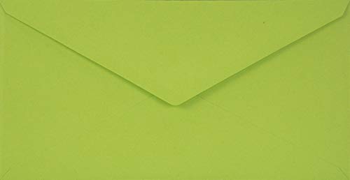 Netuno 100 Brief-Umschläge Hell-Grün DIN lang 110 x 220 mm 115g Sirio Color Lime schöne Briefkuverts lang Briefumschläge schön für Hochzeit Geburtstag Taufe Weihnachten bunte Umschläge DL elegant von Netuno