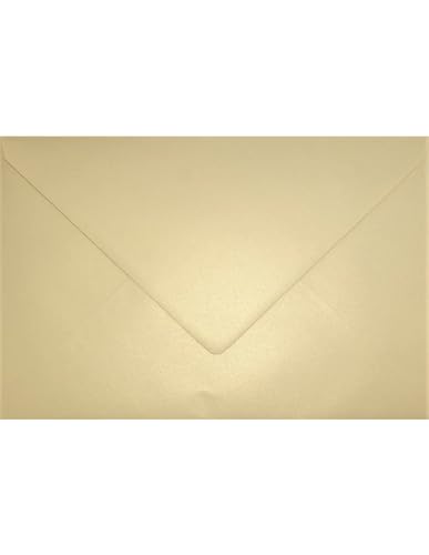 Netuno 100 Brief-Umschläge Perlmutt-Vanille DIN C5 162x 229 mm 120g Aster Metallic Gold Ivory Perlmutt-Umschläge groß elegant metallisch-glänzend Briefhüllen Einladungsumschläge edel C5 von Netuno