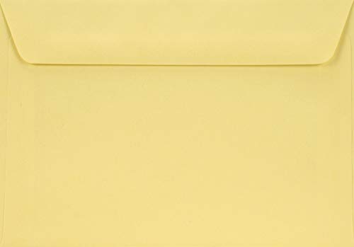 Netuno 100 Briefkuverts Hell-Gelb DIN C6 114x 162 mm 90g Burano Giallo elegante Briefumschläge farbig C6 bunte Umschläge für Einladungskarten Hochzeitskarten Geburtstagskarten von Netuno