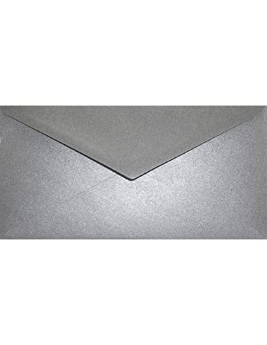 Netuno 100 Briefumschläge Perlmutt-Dunkel-Grau DIN lang 110x 220 mm 120g Aster Metallic Grey lange Briefhüllen elegant Perlmutt-Glanz-Umschläge DL lange Kuverts für Einladungskarten Grußkarten von Netuno