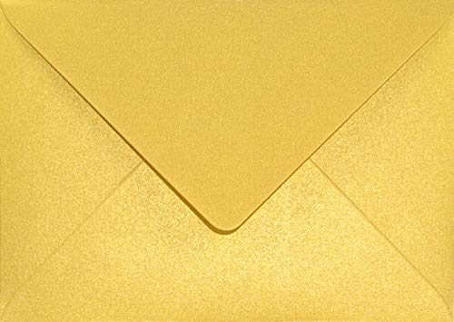 Netuno 100 Briefumschläge Perlmutt-Gold DIN B6 125x 175 mm 120g Aster Metallic Cherish goldene Umschläge glänzend elegant Briefkuverts schick für Einladungs-Karten Hochzeit Geburtstag Weihnachten von Netuno