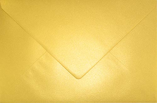 Netuno 100 Briefumschläge Perlmutt-Gold DIN C5 162x 229 mm 120g Aster Metallic Cherish goldene Briefumschläge elegant groß metallisch-glänzend Briefhüllen gold für Einladungen Gruß-Karten von Netuno