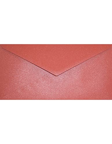 Netuno 100 Briefumschläge Perlmutt-Rot 110x 220 mm 120g Aster Metallic Ruby lange Umschläge glänzend Briefkuverts mit Perlmutt-Schimmer für Einladungskarten Geburtstagskarten Weihnachten von Netuno