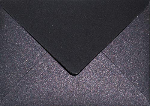 Netuno 100 Briefumschläge Perlmutt-Schwarz DIN C6 114x 162 mm 120g Aster Metallic Black Cooper schwarze Perlmutt- Brief-Umschläge metallisch-glänzende Kuverts für Einladungen Hochzeit von Netuno