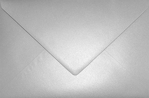 Netuno 100 Briefumschläge Perlmutt-Silber DIN C5 162x 229 mm 120g Aster Metallic Silver silberne Umschläge groß schick edel Briefkuverts schön für Einladungs-Karten Hochzeit Geburtstag Weihnachten von Netuno