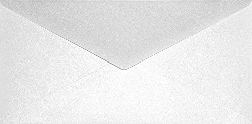 Netuno 100 Briefumschläge Perlmutt-Weiß DIN lang 110x 220 mm 120g Aster Metallic White lange Umschläge Perlweiß DL metallisch-glänzende Kuverts edel für Hochzeit Taufe Konfirmation Weihnachten von Netuno