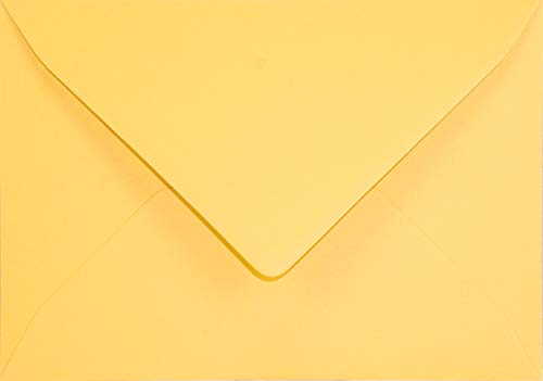 Netuno 100 Briefumschläge Sonnen-Gelb DIN B6 125 x 175 mm 120g Keaykolour Indian Yellow edle Umschläge gelb Umwelt Briefumschläge B6 farbig hohe Qualität für Hochzeits-Einladungen yellow envelope von Netuno