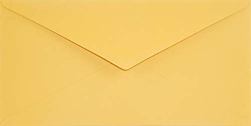 Netuno 100 Briefumschläge Sonnen-Gelb DIN Lang 110 x 220 mm 120g Keaykolour Indian Yellow gelbe Einladungs-Umschläge Ökopapier elegante Kuverts DL recycelt für Einladungen Hochzeit Geburtstag von Netuno