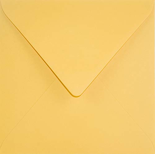 Netuno 100 Briefumschläge Sonnen-Gelb quadratisch 153x 153 mm 120g Keaykolour Indian Yellow Luxus-Umschläge bunt farbige Briefhüllen Recycling-Papier edle Briefkuverts Ökopapier envelope wedding von Netuno