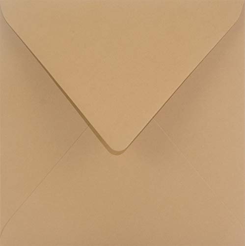 Netuno 100 Briefumschlag quadratisch Hell-Braun 153 x 153 mm 115g Sirio Color Bruno braune Umschläge Spitzklappe Hochzeitsumschläge Einladungsumschläge farbig elegante Papierumschläge hochwertig von Netuno