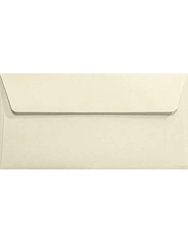 Netuno 100 Ecru DIN lang Briefumschläge geripptes Papier 110x 220 mm 120g Aster Laid Ivory DL Umschläge Creme Haftklebung ohne Fenster für Einladungen Geburtstagskarten Glückwunschkarten Grußkarten von Netuno