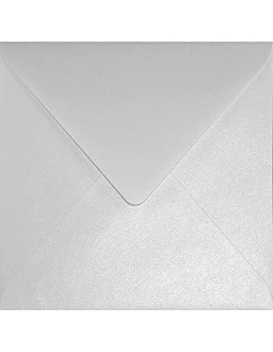 Netuno 100 Perlmutt-Weiß quadratische Briefumschläge 155 x 155 mm 110g Sirio Pearl Ice White Perlweiß Perlmutt-Glanz-Umschläge Perlglanz metallisch-glänzende Kuverts edel für Hochzeit Geburtstag von Netuno
