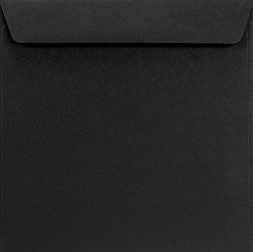 Netuno 100 Schwarz quadratische Briefumschläge gerade Klappe ohne Fenster haftklebend 155x155 mm120g Burano Nero elegante Einladungs-Umschläge hochwertig festliche Kuverts Schwarz für Einladungen von Netuno