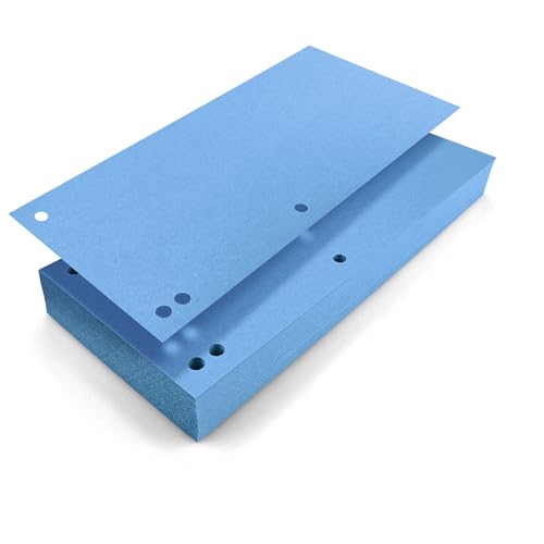 Netuno 100 Trennstreifen für Ordner Blau 240x105mm Trennblätter aus Karton 190g/m2 4-fach gelocht zum Sortieren und Trennen von Dokumenten Register-Streifen Trennlaschen Ablagestreifen Aktenstreifen von Netuno