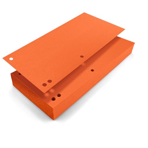 Netuno 100 Trennstreifen für Ordner Orange 240x105mm Trennblätter aus Karton 190g/m2 4-fach gelocht zum Sortieren und Trennen von Dokumenten Register-Streifen Trennlaschen Ablagestreifen Aktenstreifen von Netuno