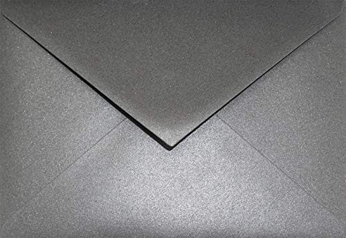 Netuno 100 Umschläge Perlmutt-Dunkel-Grau DIN C6 114x 162 mm 120g Aster Metallic Grey Umschläge grau glänzend Papier-Briefumschläge elegant schöne Kuverts Perlglanz grey envelopes C6 von Netuno