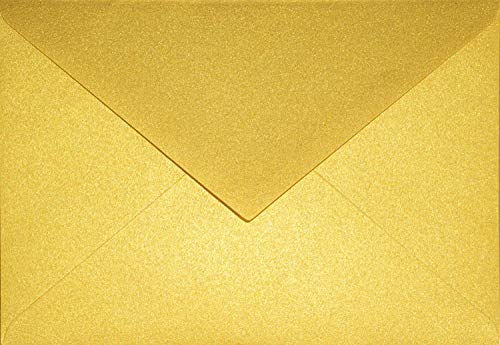 Netuno 100 Umschläge Perlmutt-Gold DIN C6 114x 162 mm 120g Aster Metallic Cherish goldene Brief-Umschläge glänzend elegant Briefkuverts schick für Einladungs-Karten Hochzeit Weihnachten von Netuno