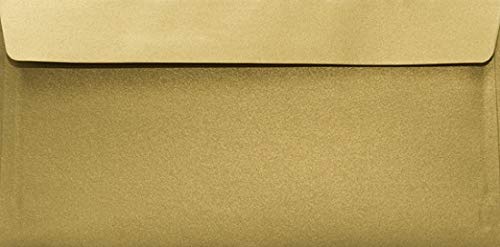Netuno 100 Umschläge Perlmutt- Gold DIN Lang 110 x 220 mm 110g Sirio Pearl Aurum elegante Briefumschlage lang gold für Hochzeit Geburtstag Taufe Weihnachten Ostern Einladungen Briefkuverts Premium von Netuno