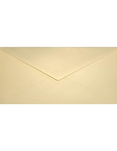 Netuno 100 Umschläge Perlmutt-Vanille DIN lang 110x 220 mm 120g Aster Metallic Gold Ivory lange Perlmutt-Umschläge DL elegant metallisch-glänzend Briefhüllen Einladungsumschläge schick DL von Netuno