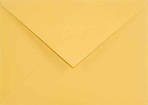 Netuno 100 Umschläge Sonnen-Gelb DIN C6 114x 162 mm 120g Keaykolour Indian Yellow edle Umschläge aus Feinpapier Öko Briefumschläge hohe Qualität farbig für Hochzeits-Einladungen yellow envelope von Netuno