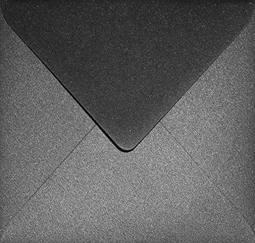 Netuno 100 quadratische Briefumschläge Perlmutt-Schwarz 153x 153 mm 120g Aster Metallic Black Perlmutt-Glanz-Umschläge Schwarz quadratisch Perlglanz metallisch-glänzende Kuverts Metallic-Effekt von Netuno