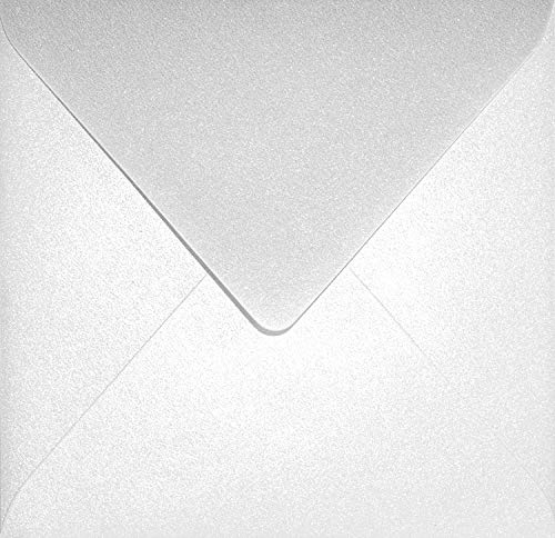 Netuno 100 quadratische Umschläge Perlmutt-Weiß 153x 153 mm 120g Aster Metallic White Briefumschläge Perlweiß Perlglanz metallisch-glänzende Kuverts für Hochzeit Taufe Konfirmation Ostern von Netuno
