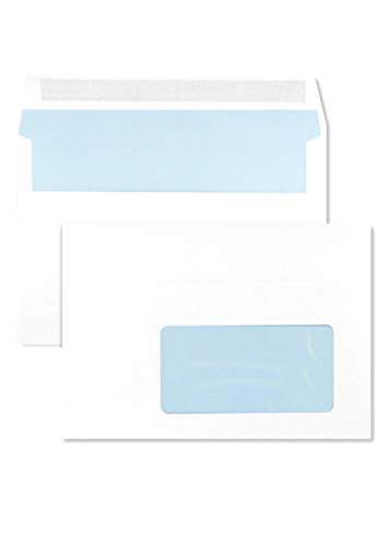 Netuno 1000 DIN C6 Umschläge mit Fenster rechts 114x 162 mm 75g Weiß Fensterumschläge C6 selbstklebend Briefkuverts Sichtfenster Papier-Briefumschläge mit Innendruck weiße Briefhüllen Papierkuverts von Netuno