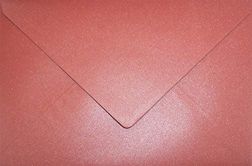 Netuno 100x Briefumschlag Perlmutt-Rot DIN C5 162x 229 mm 120g Aster Metallic Ruby roter Umschlag Perlmutt-Glanz schönes Briefkuvert groß elegant für Einladungen Hochzeit Weihnachten von Netuno