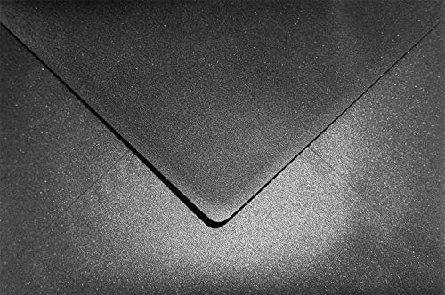 Netuno 100x Briefumschlag Perlmutt-Schwarz DIN C5 162x 229 mm 120g Aster Metallic Black großer Umschlag schwarz glänzend Briefkuvert elegant für Hochzeits-Einladungen Danksagungskarten von Netuno