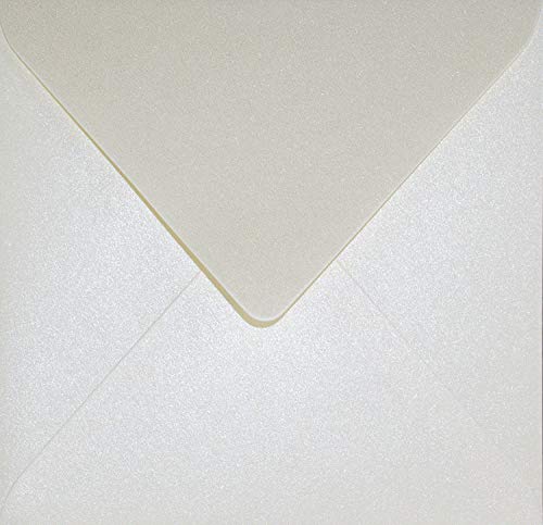 Netuno 100x Briefumschlag quadratisch Perlmutt-Creme 153x 153 mm 120g Aster Metallic Cream elegante Perlmutt-Glanz-Umschläge Pearls Perleffekt metallisch-glänzend Hochzeitsumschläge schick von Netuno