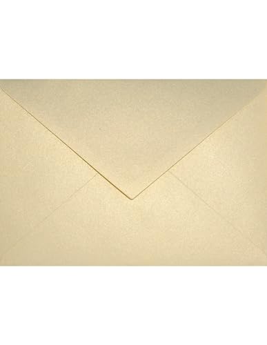 Netuno 100x Umschlag Perlmutt-Vanille DIN C6 114x 162 mm 120g Aster Metallic Gold Ivory Briefumschlag C6 glänzend Briefkuvert Perlmutt für Einladungskarten Hochzeitskarten Weihnachten von Netuno