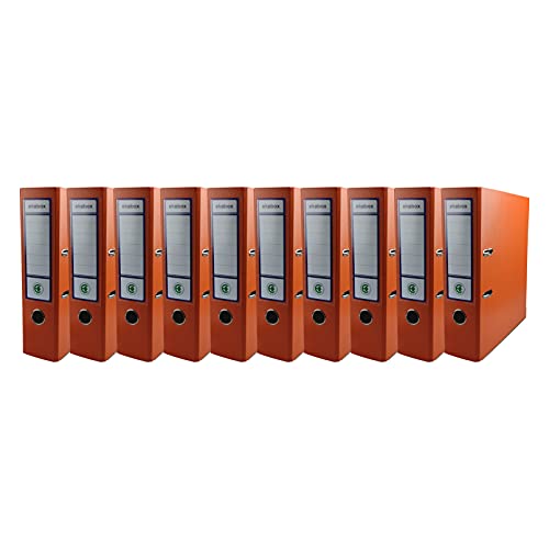 Netuno 10x Akten-Ordner orange DIN A4 Ekobox 2-Ring-Mechanik Ringorder a4 8cm Kunststoff Ordner a4 breit Büroordner Plastikordner Briefordner a4 Ringmappe breiter Aktenordner PP-Ordner farbig von Netuno