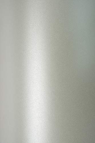 Netuno 10x Bastel-Karton Perlmutt-Silber DIN A4 210x 297 mm 230g Sirio Pearl Platinum Feinkarton mit Perlglanz schimmernd Silber Karton für Einladungs-Karten Hochzeits-Karten Basteln Dekorieren von Netuno