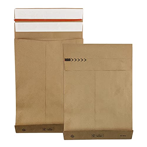 Netuno 200 Falttaschen aus Kraftpapier DIN M+ 350× 450x 120 mm 126g Kapazität-Versandtaschen haftklebend Falten-Umschläge Briefumschläge mit Bodenfalte Brief-Kuverts große Umschlagtaschen von Netuno