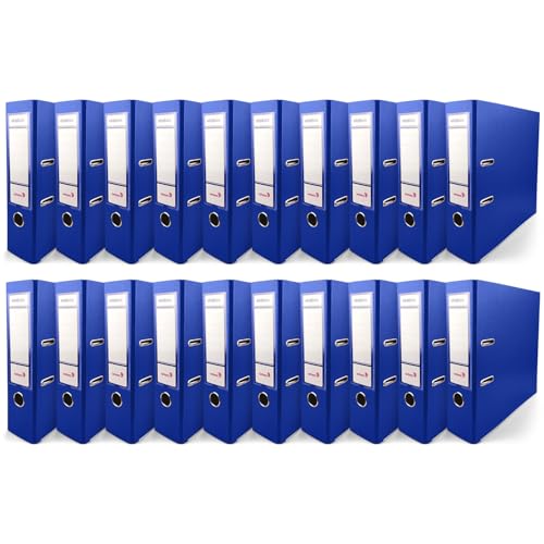 Netuno 20x Akten-Ordner Blau DIN A4 Ekobox 2-Ring-Mechanik Ringorder a4 8cm Kunststoff Ordner a4 breit Büroordner Plastikordner Briefordner a4 Ringmappe breiter Aktenordner PP-Ordner farbig von Netuno