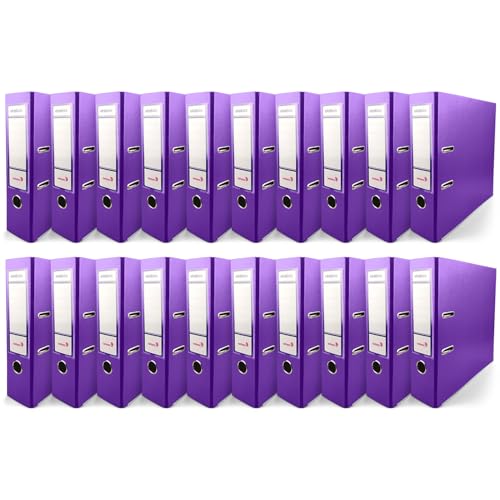 Netuno 20x Akten-Ordner Lila DIN A4 Ekobox 2-Ring-Mechanik Ringorder a4 8cm Kunststoff Ordner a4 breit Büroordner Plastikordner Briefordner a4 Ringmappe breiter Aktenordner PP-Ordner farbig von Netuno