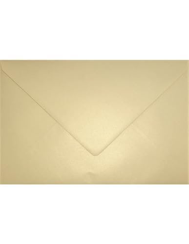 Netuno 25 Brief-Umschläge Perlmutt-Vanille DIN C5 162x 229 mm 120g Aster Metallic Gold Ivory Perlmutt-Umschläge groß elegant metallisch-glänzend Briefhüllen Einladungsumschläge edel C5 von Netuno