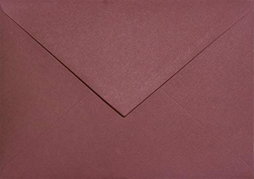 Netuno 25 Briefumschläge Bordeaux DIN C6 114x 162 mm 120g Keaykolour Carmine farbige Briefumschläge Recycling bunte Umschläge C6 Ökopapier Kuverts für Hochzeits-Einladungen Papierumschläge elegant von Netuno