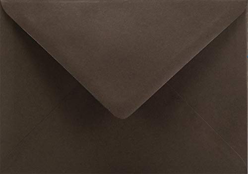 Netuno 25 Briefumschläge Dunkel-Braun DIN B6 125 x 175 mm 115g Sirio Color Cacao braune Umschläge Spitzklappe nassklebend Hochzeitsumschläge Einladungsumschläge farbig elegante Papierumschläge von Netuno