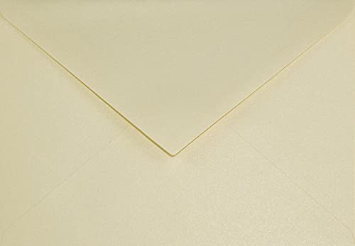 Netuno 25 Briefumschläge Perlmutt-Creme leicht strukturiert DIN C6 114 x 162 mm 110g Sirio Pearl Merida Cream Perlmutt-Glanz-Umschläge elegant Briefkuverts glänzend Perleffekt Einladungsumschläge von Netuno