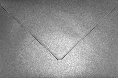 Netuno 25 Briefumschläge Perlmutt-Dunkel-Grau DIN C5 162x 229 mm 120g Aster Metallic Grey große Umschläge Perlmutt für Einladungen Grußkarten Osterkarten Weihnachtskarten Kuverts C5 von Netuno