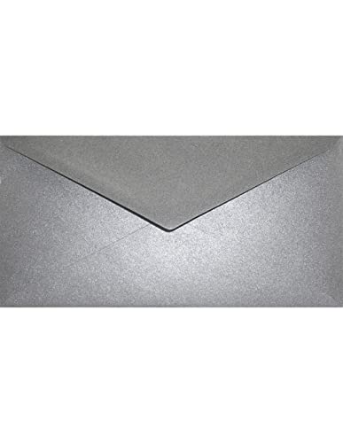 Netuno 25 Briefumschläge Perlmutt-Dunkel-Grau DIN lang 110x 220 mm 120g Aster Metallic Grey lange Briefhüllen elegant Perlmutt-Glanz-Umschläge DL lange Kuverts für Einladungskarten Grußkarten von Netuno