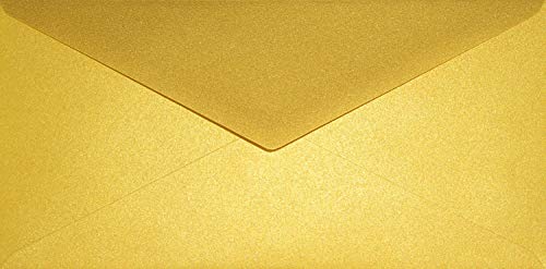 Netuno 25 Briefumschläge Perlmutt-Gold DIN lang 110x 220 mm 120g Aster Metallic Cherish goldene Umschläge lang DL elegant metallisch-glänzend Briefhüllen golden für Einladungen Hochzeit von Netuno