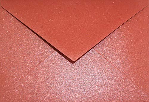 Netuno 25 Briefumschläge Perlmutt-Rot DIN C6 114x 162 mm 120g Aster Metallic Ruby rote Umschläge elegant Perlglanz Pearls Perleffekt metallisch-glänzende Kuverts red envelopes invitation von Netuno