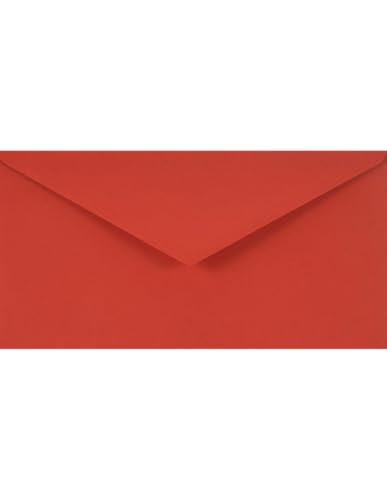 Netuno 25 Briefumschläge Rot DIN Lang 11 x 22 cm 90g Burano Rosso Scarlatto rote Einladungsumschläge lang elegant für Weihnachten Hochzeit Geburtstag farbige Papierbriefumschläge envelopes invitation von Netuno