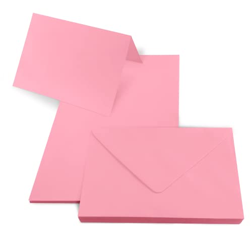 Netuno 25 Falt-Karten mit Kuvert blanko DIN B6 Karten Rainbow Rosa farbige Briefumschläge mit Faltkarten blanko Klappkarten Set mit Umschlag B6 Blankokarten mit Umschlägen Kartenrohlinge bunt von Netuno