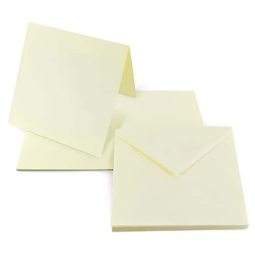 Netuno 25 Faltkarten + 25 quadratische Umschläge 14 x 14 cm Rainbow Creme Karten Set mit Brief-Hüllen Karteikarten gefaltet Kartenpaket Klapp-Karten mit Brief-Umschlag quadratisch bunt von Netuno