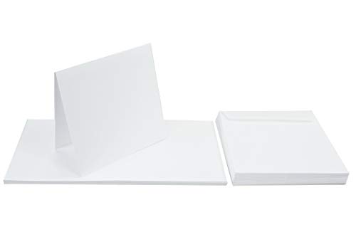 Netuno 25 Klapp-Karten Blanko Mit Umschlag - Doppelkarten Weiß + 25 Quadratische Umschläge - Karten Set Mit Karteikarten Gefaltet + Briefumschläge Quadratisch - Kartenpaket von Netuno